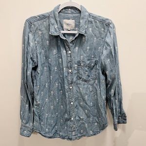 RAILS | Chambray Button-Up Shirt with Embroidered Pineapples